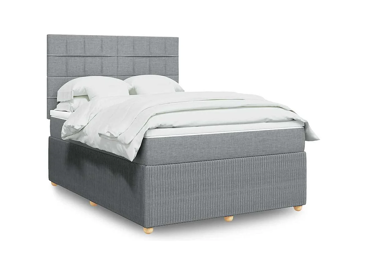 Boxspringbett mit Matratze Hellgrau 140x190 cm Stoff