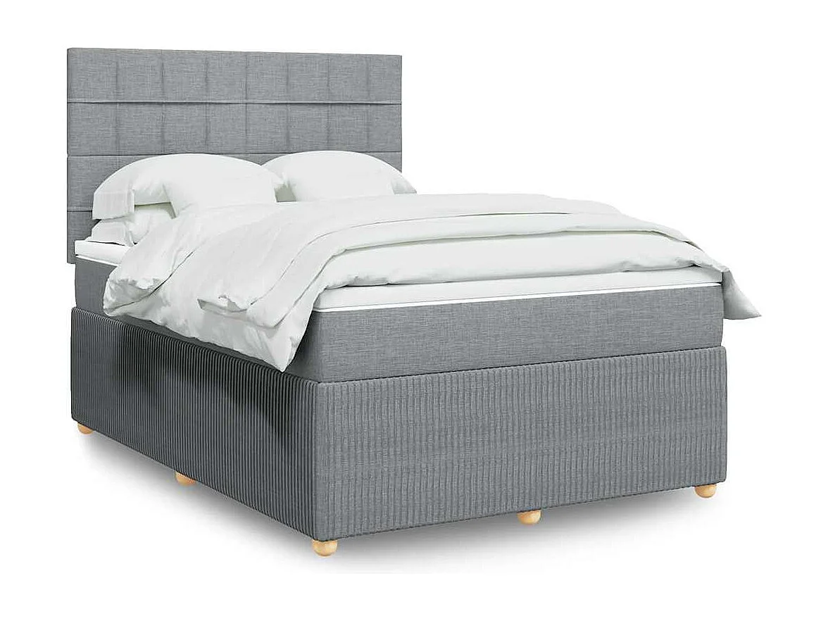 Sommier à lattes de lit avec matelas Gris clair 140x190cm Tissu