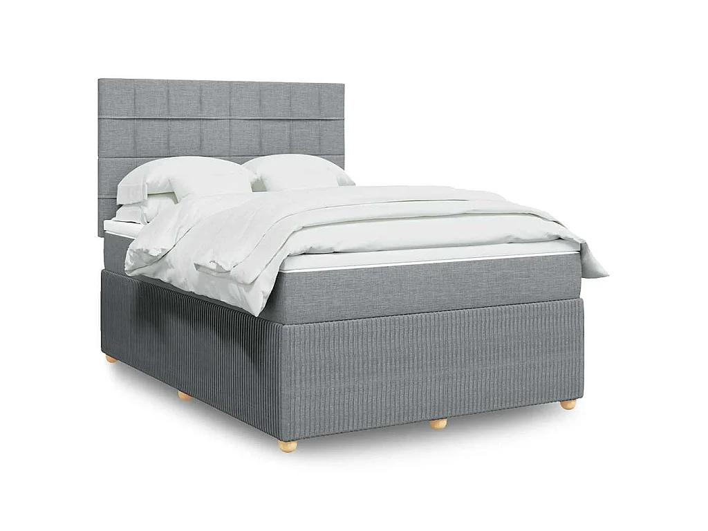 Boxspringbett mit Matratze Hellgrau 140x190 cm Stoff