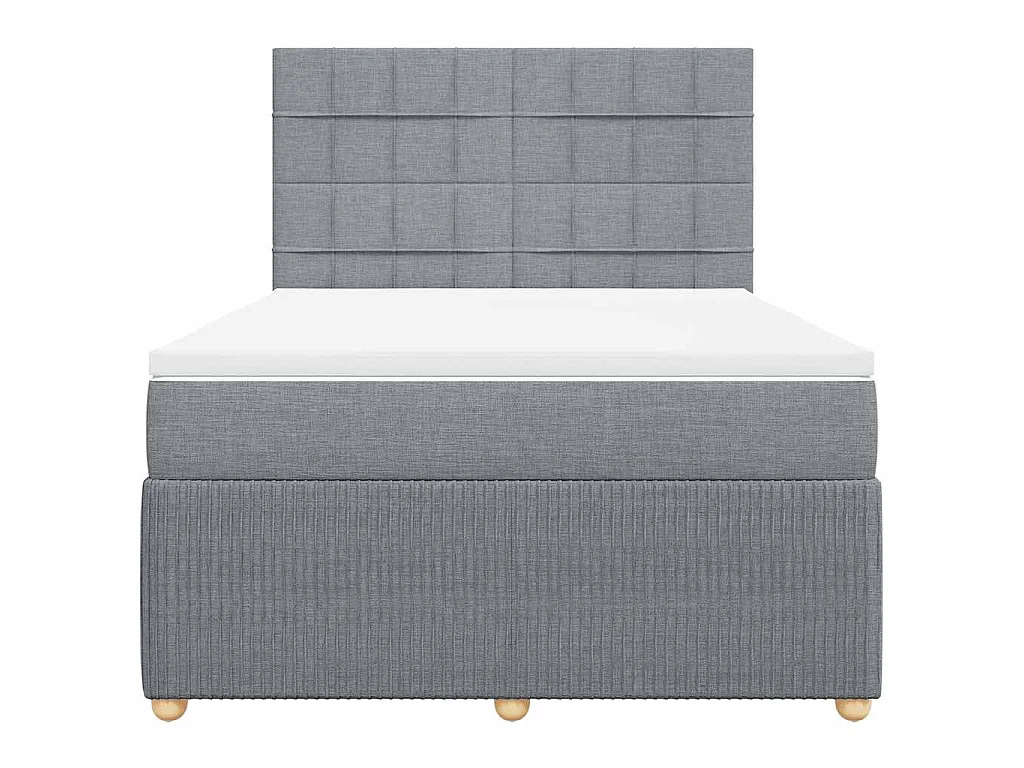 Boxspringbett mit Matratze Hellgrau 140x190 cm Stoff