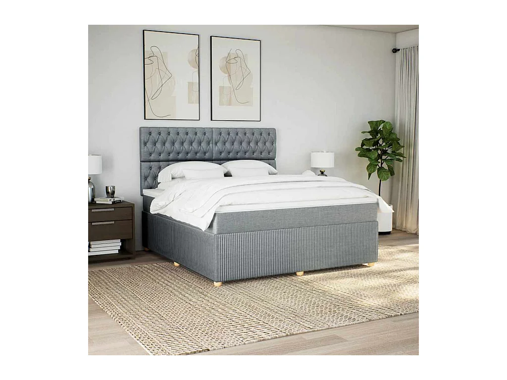 Giroletto a Molle con Materasso Grigio Chiaro180x200 cm Tessuto