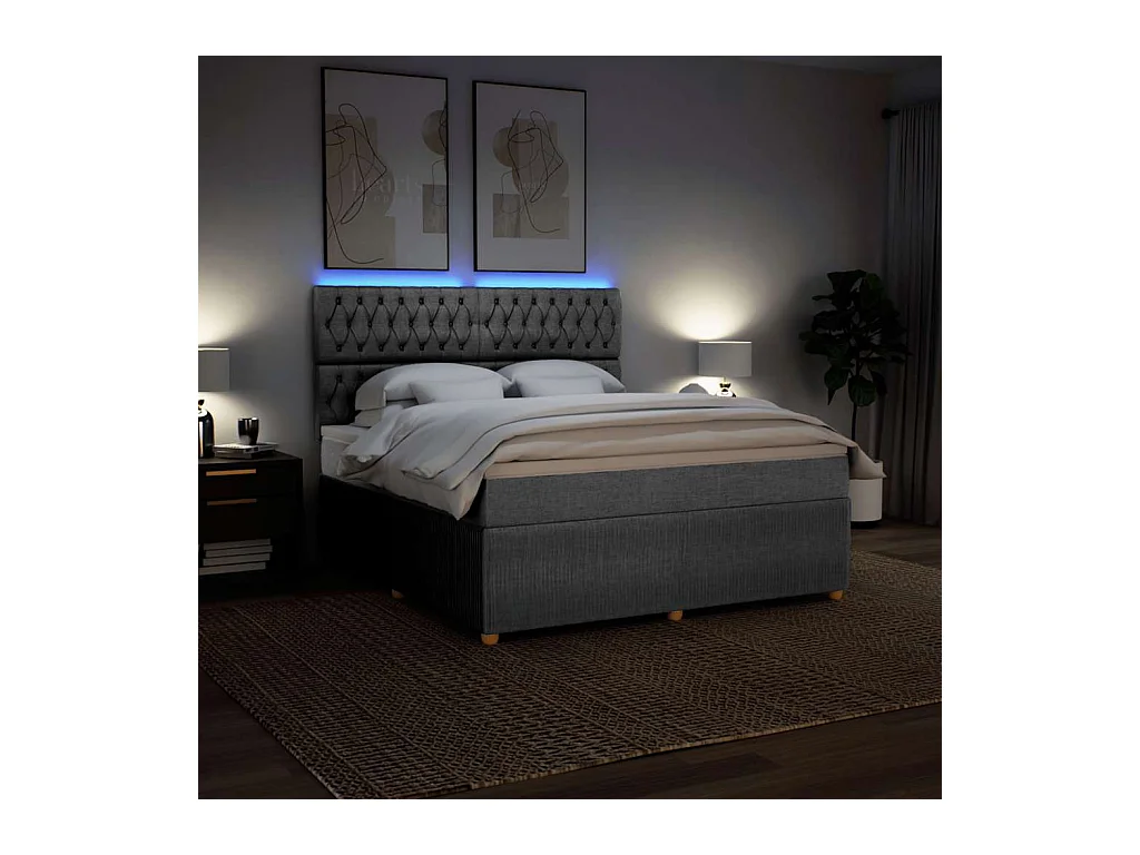 Giroletto a Molle con Materasso Grigio Chiaro180x200 cm Tessuto