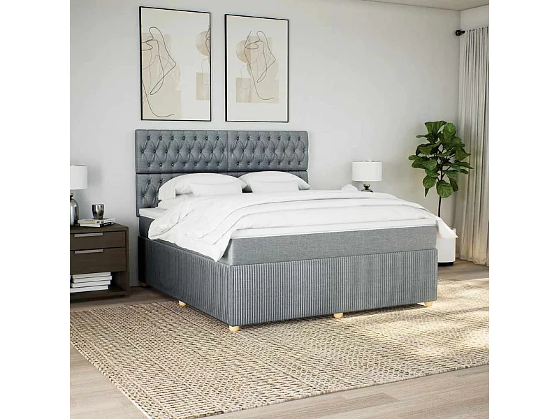 Boxspring met matras stof lichtgrijs 180x200 cm