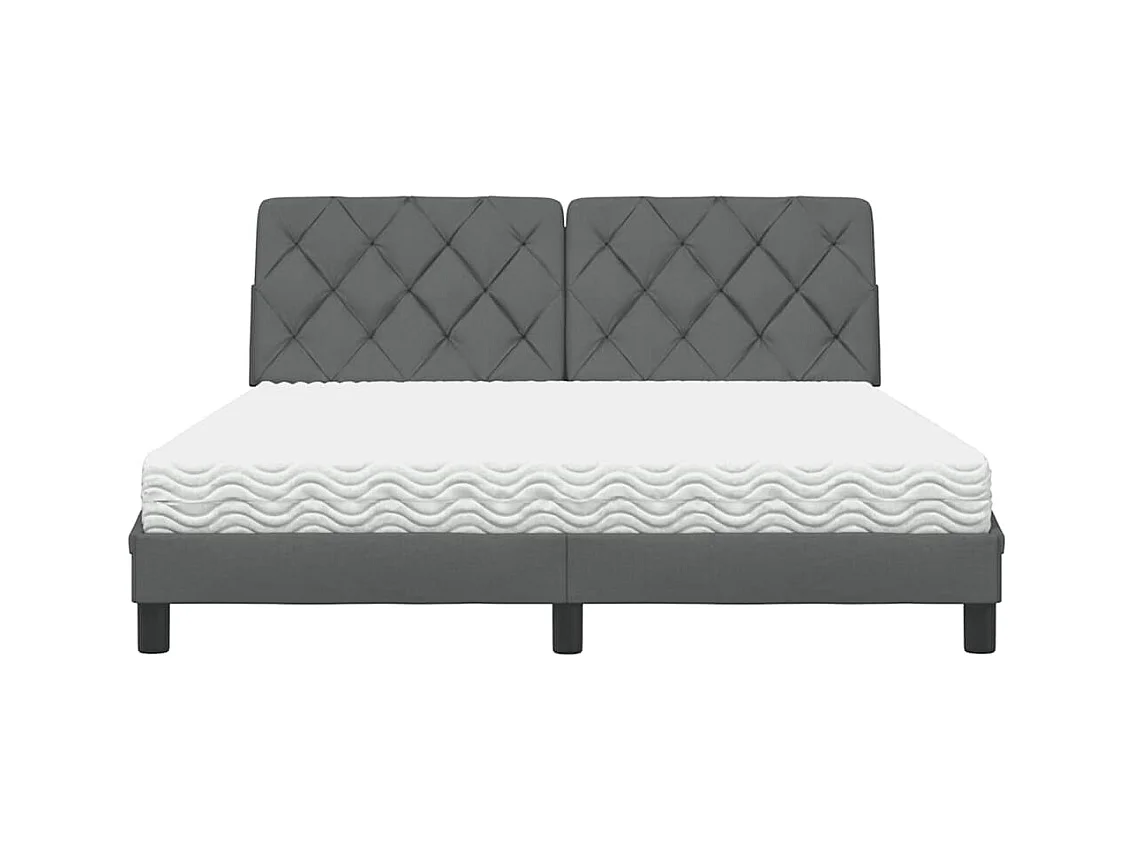 Cama com colchão 160x200 cm tecido cinzento-escuro