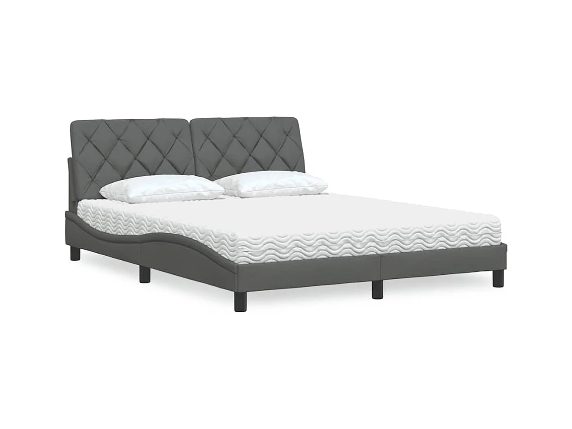 Lit avec matelas gris foncé 160x200 cm tissu