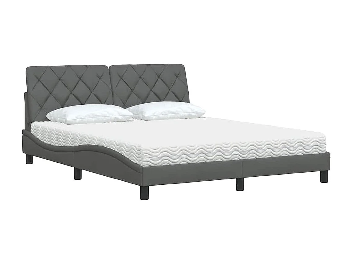 Bett mit Matratze Dunkelgrau 160x200 cm Stoff