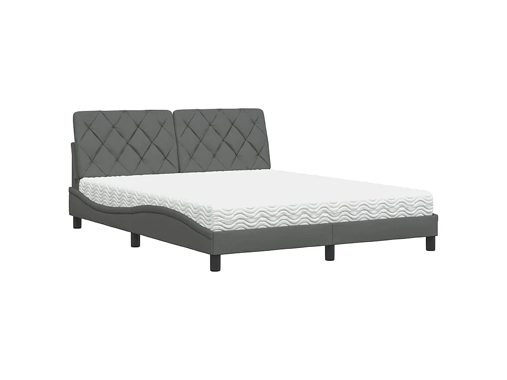 Bed met matras stof donkergrijs 160x200 cm