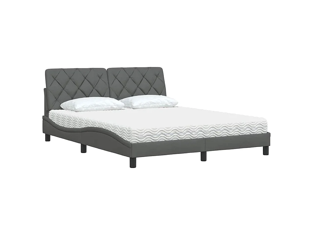 Bed met matras stof donkergrijs 160x200 cm
