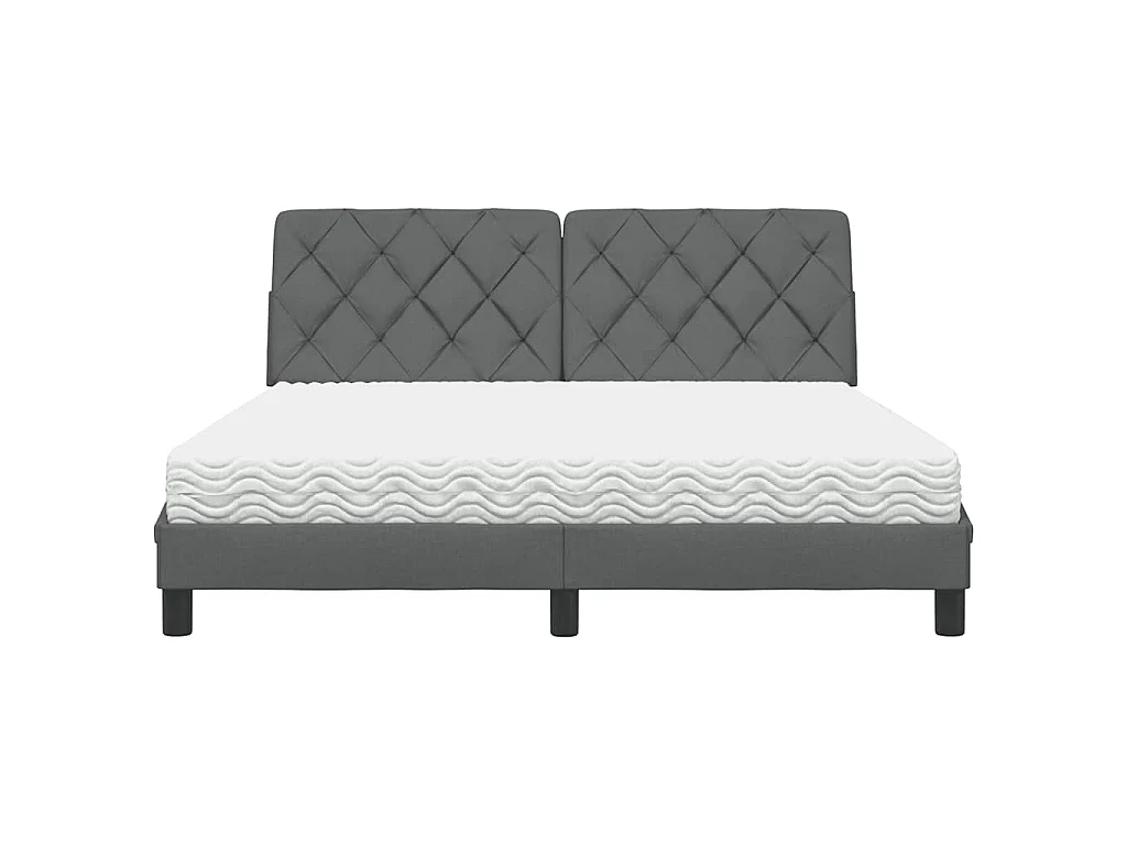 Bed met matras stof donkergrijs 160x200 cm