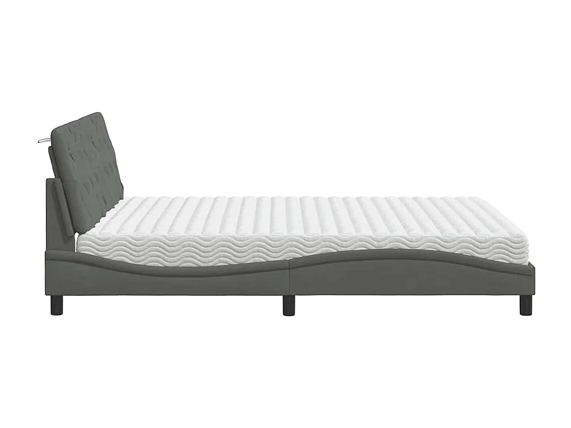 Bed met matras stof donkergrijs 160x200 cm
