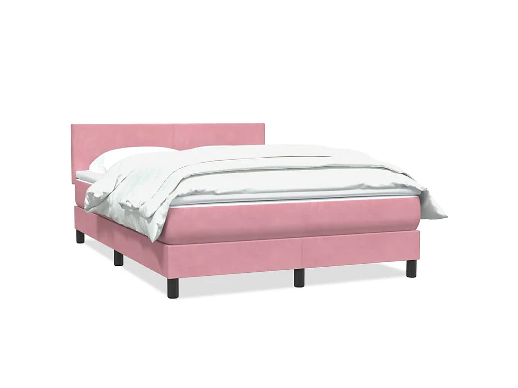 Cama box spring con colchón terciopelo rosa 140x210 cm