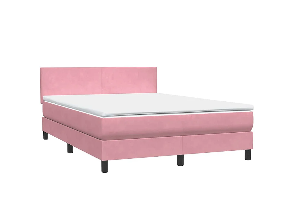 Cama box spring con colchón terciopelo rosa 140x210 cm