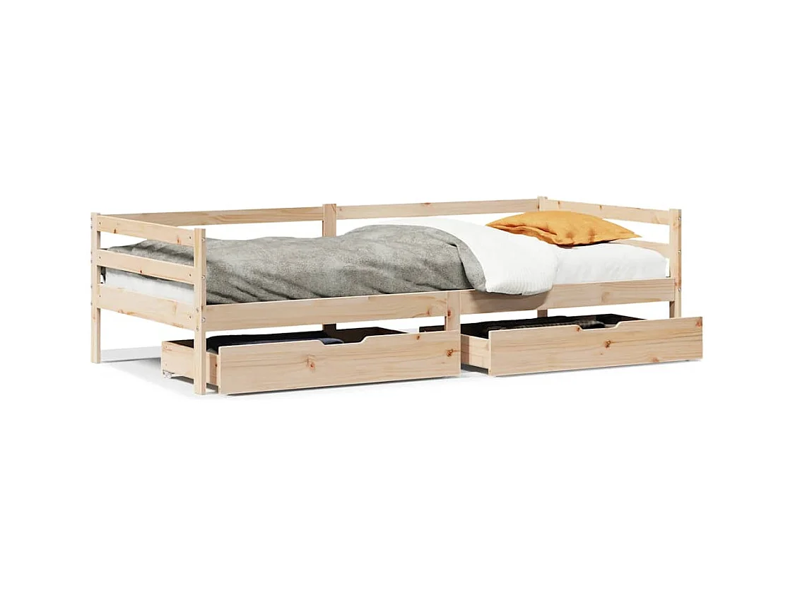 Lit de jour avec tiroirs sans matelas 90x200 cm bois massif