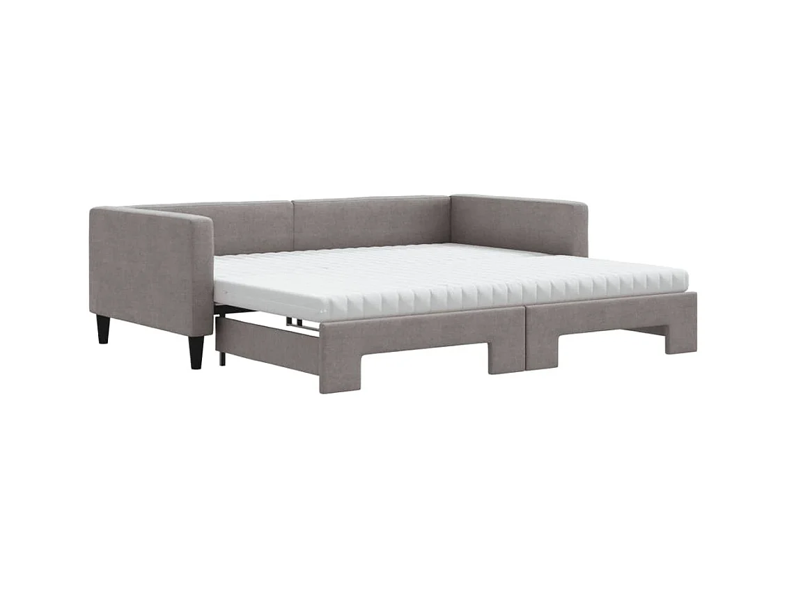 Lit de jour avec gigogne et matelas taupe 100x200 cm tissu