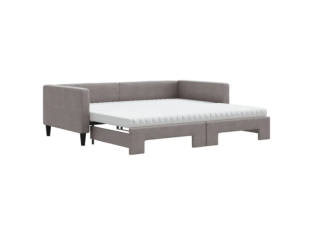 Sofá-cama + gavetão/colchões 100x200cm tecido cinza-acastanhado