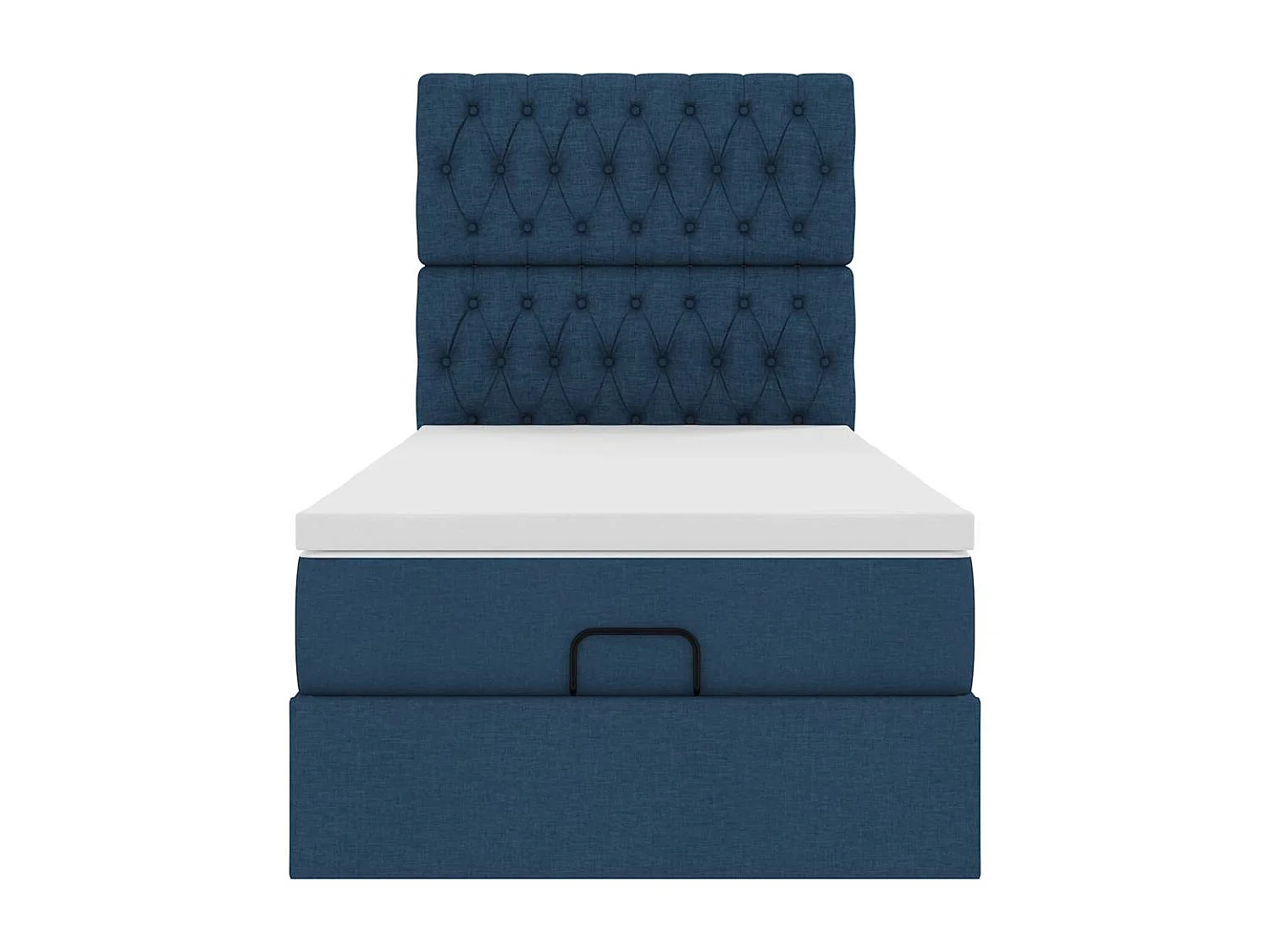 Ottomane Bett mit Matratze & LEDs Blau 90x200 cm Stoff