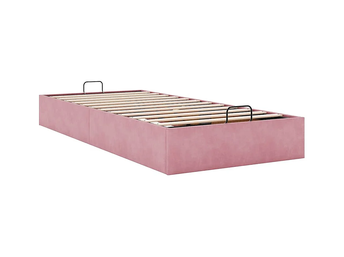 Otomano Bed Frame No Colchão Rosa 100x200 cm Veludo