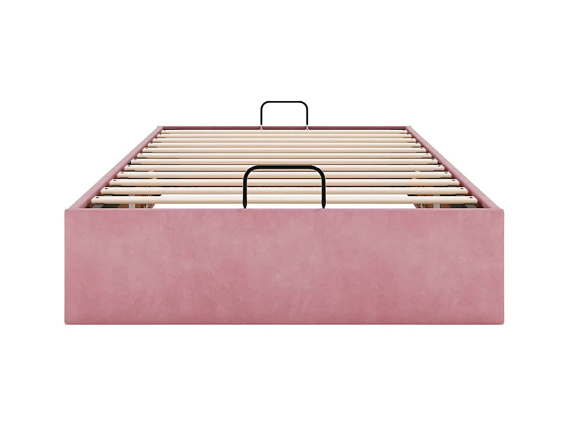 Otomano Bed Frame No Colchão Rosa 100x200 cm Veludo