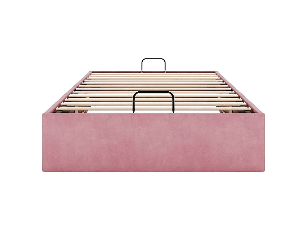 Estructura cama otomana sin colchón terciopelo rosa 100x200 cm