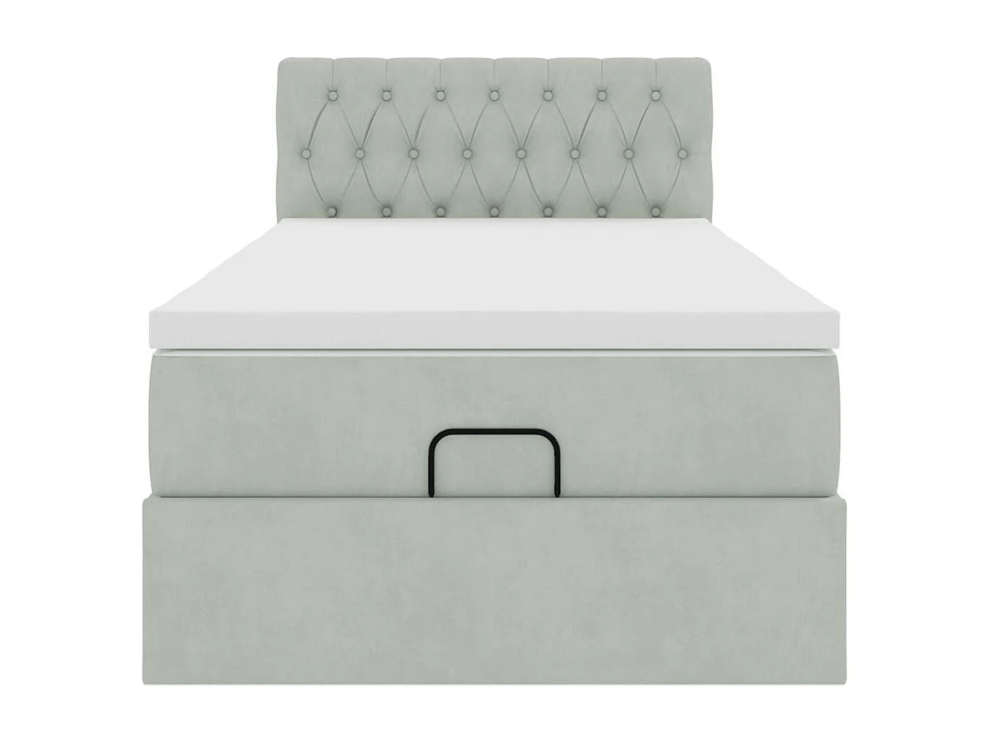 Estrutura cama otomana colchão 90x190 cm veludo cinzento claro