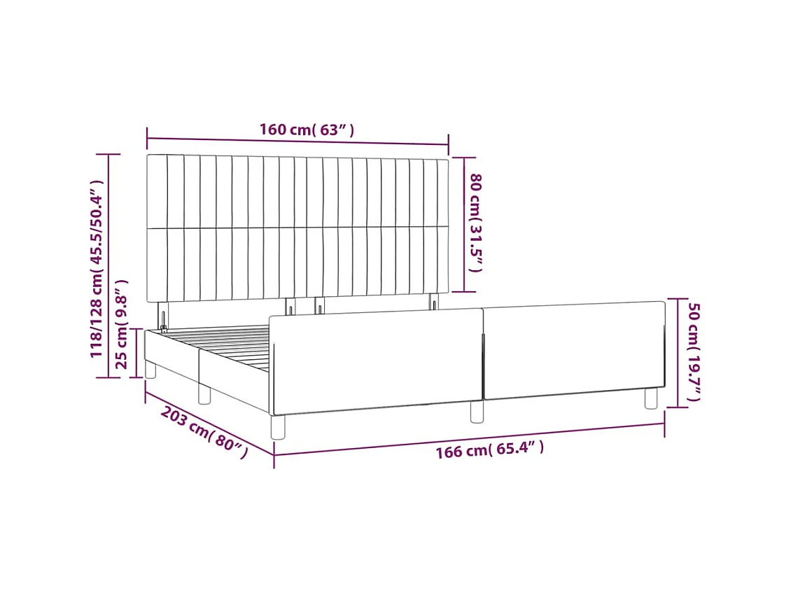 Cadre de lit sans matelas vert foncé 160x200 cm velours