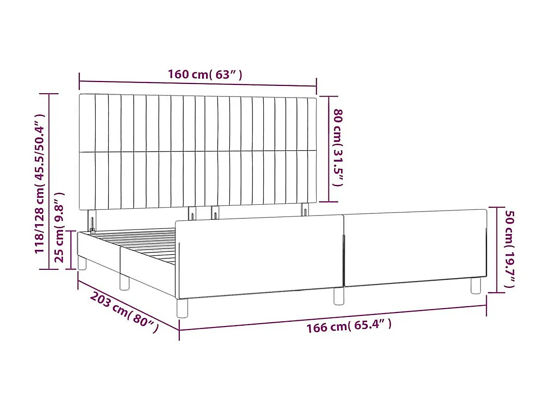 Bettgestell ohne Matratze Dunkelgrün 160x200 cm Samt