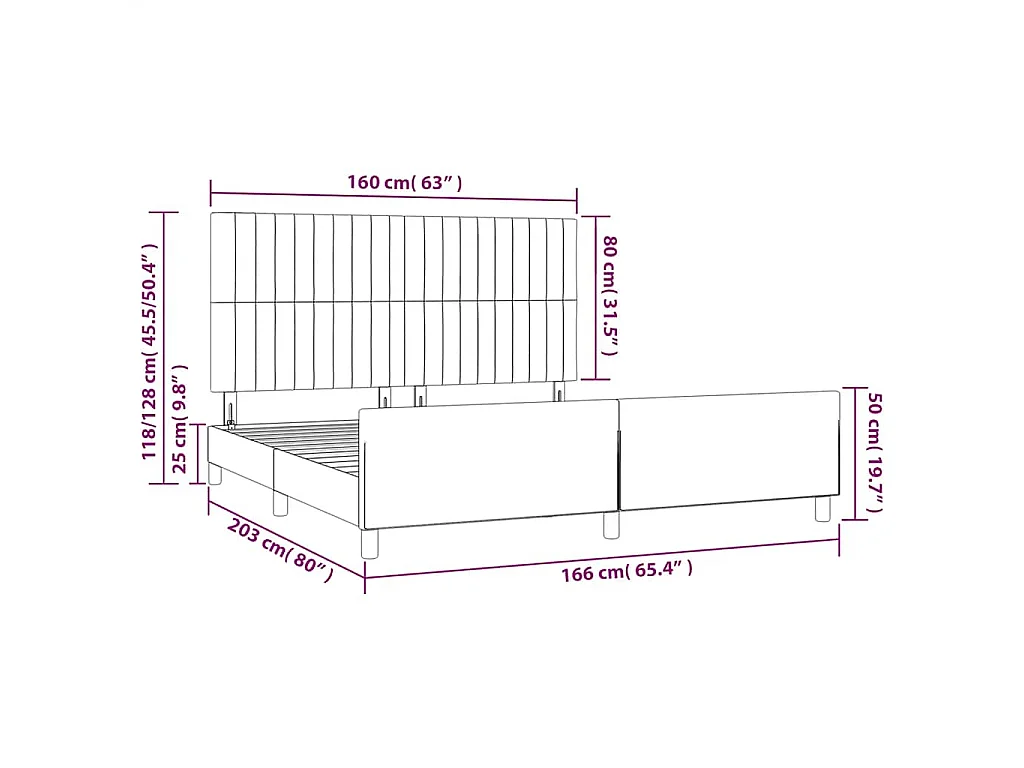 Bedframe zonder matras 160x200 cm fluweel donkergroen
