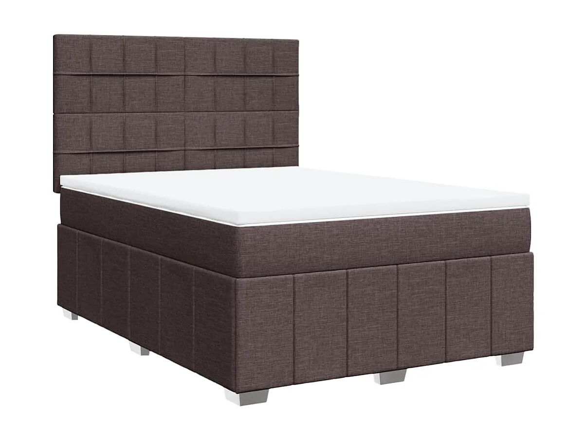 Giroletto a Molle con Materasso Marrone Scuro 160x200cm Tessuto