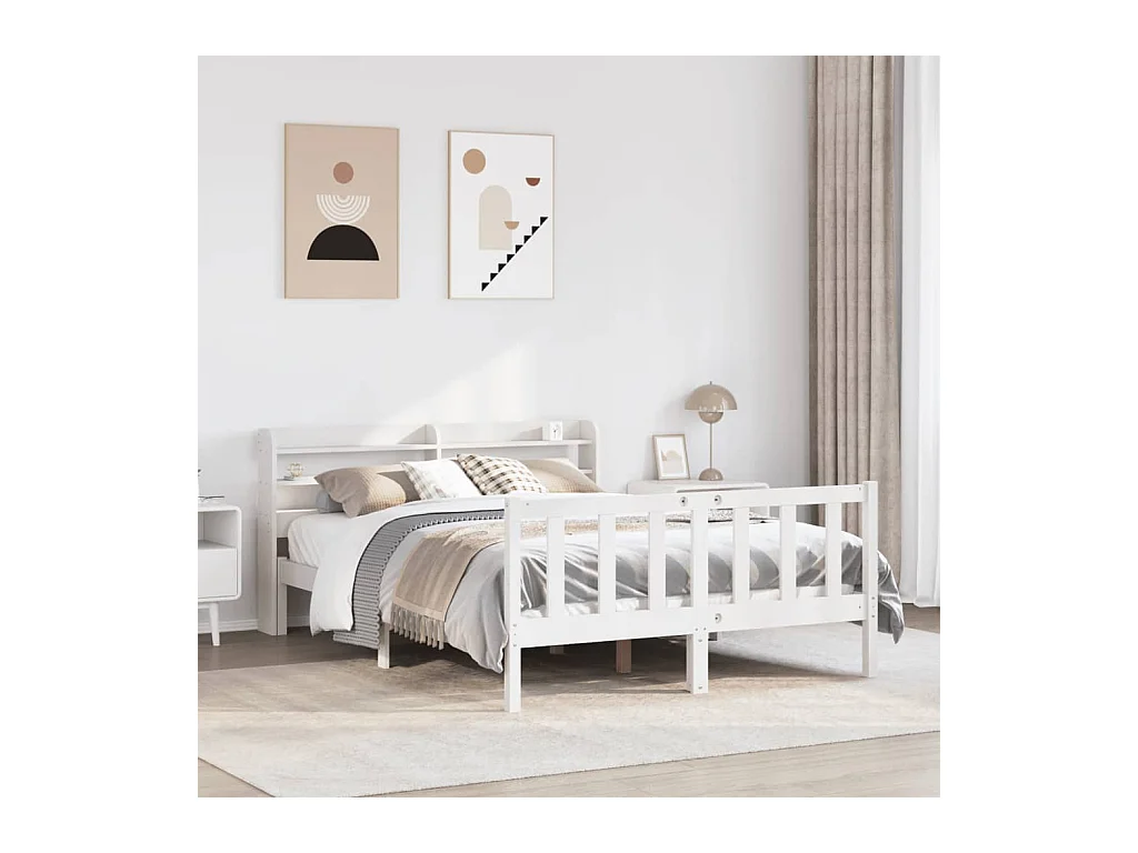 Cadre de lit sans matelas blanc 140x200 cm bois de pin massif