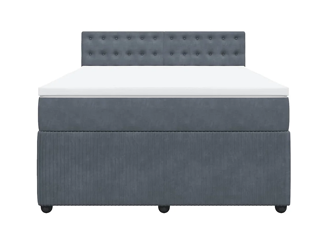 Giroletto a Molle con Materasso Grigio Scuro 140x190 cm Velluto