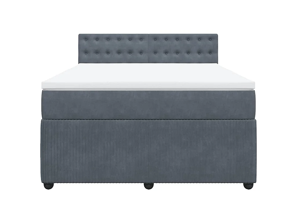 Cama com molas/colchão 140x190 cm veludo cinzento-escuro