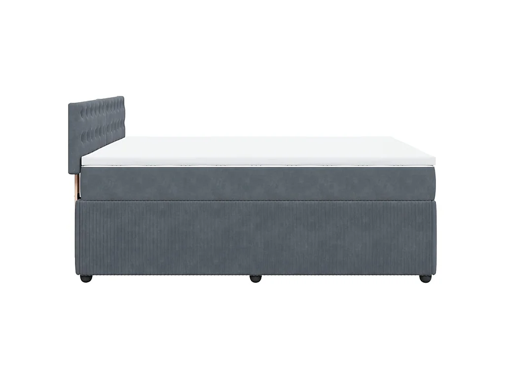 Cama com molas/colchão 140x190 cm veludo cinzento-escuro