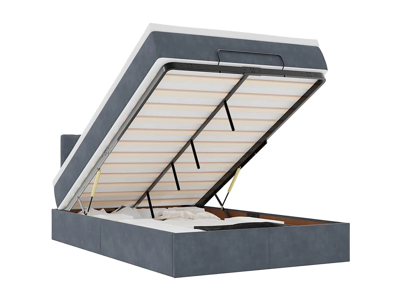 Bed poef met matras en LED's 120x190 cm fluweel donkergrijs