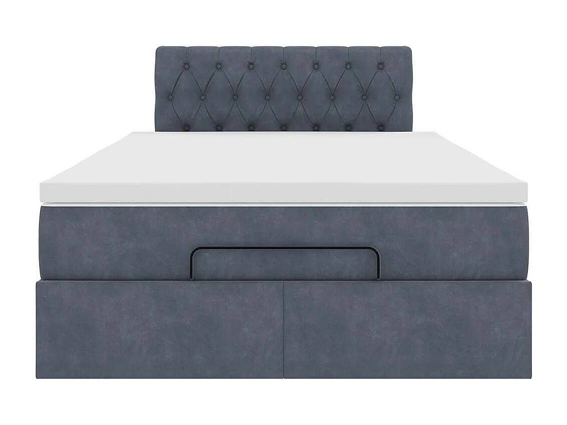 Bed poef met matras en LED's 120x190 cm fluweel donkergrijs