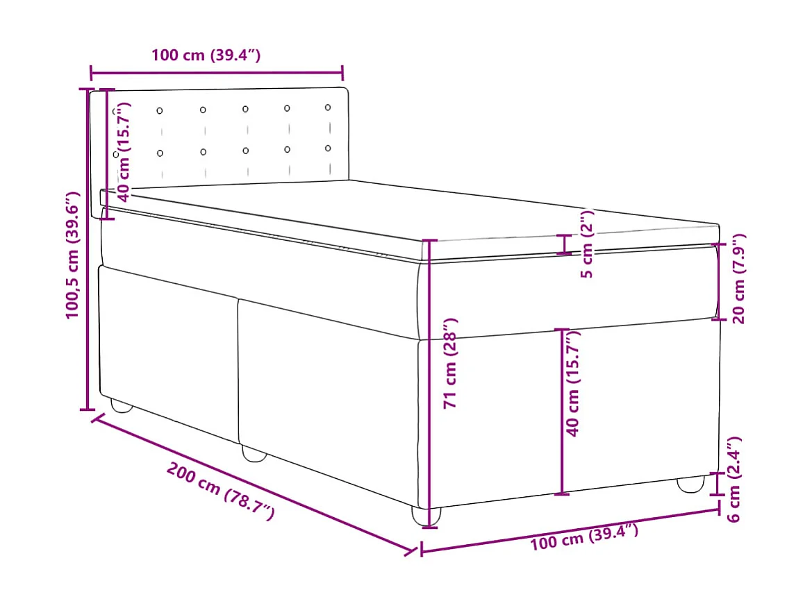 Sommier à lattes de lit avec matelas Crème 100x200 cm Tissu