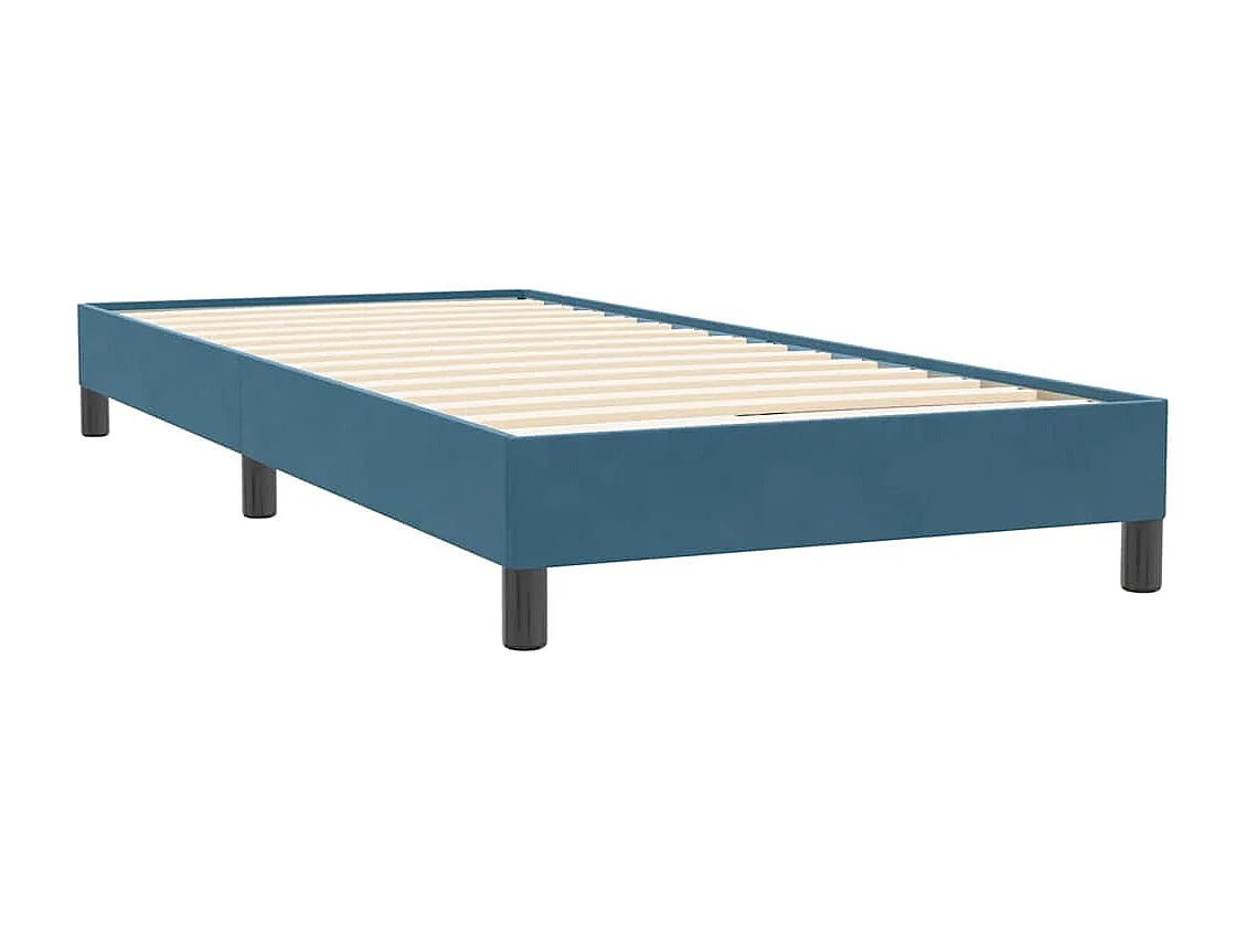 Cama box spring sin colchón azul oscuro terciopelo 90x220 cm