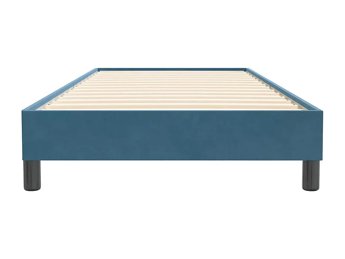 Cama box spring sin colchón azul oscuro terciopelo 90x220 cm