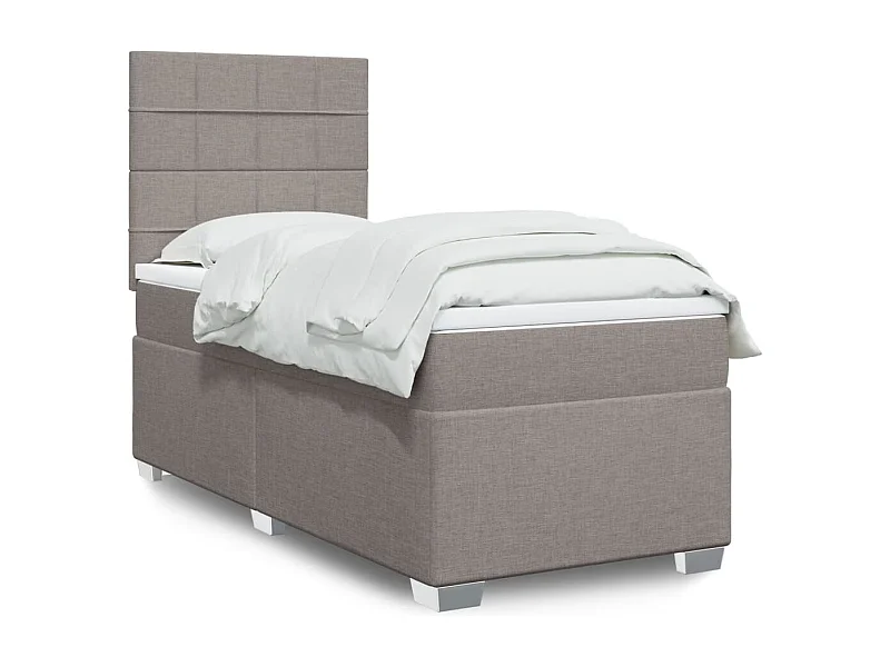 Sommier à lattes de lit avec matelas Taupe 90x200 cm Tissu