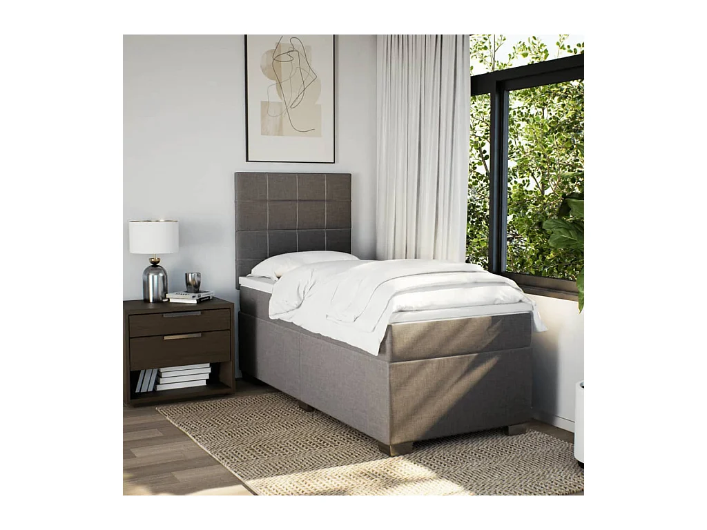 Sommier à lattes de lit avec matelas Taupe 90x200 cm Tissu
