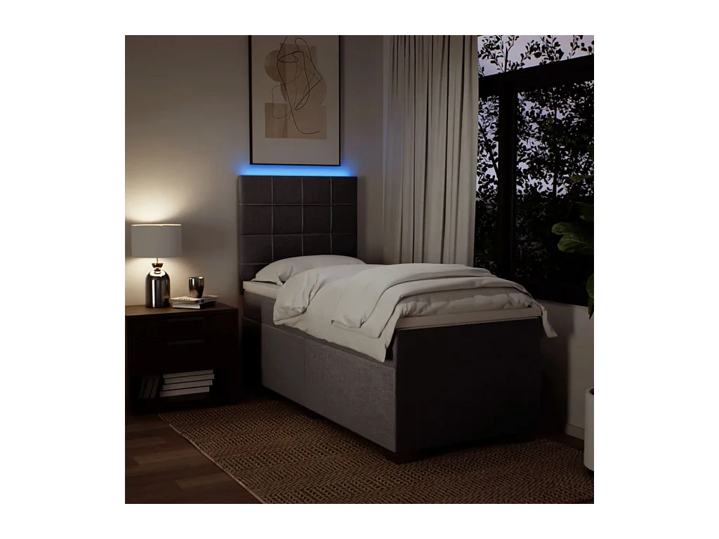 Sommier à lattes de lit avec matelas Taupe 90x200 cm Tissu