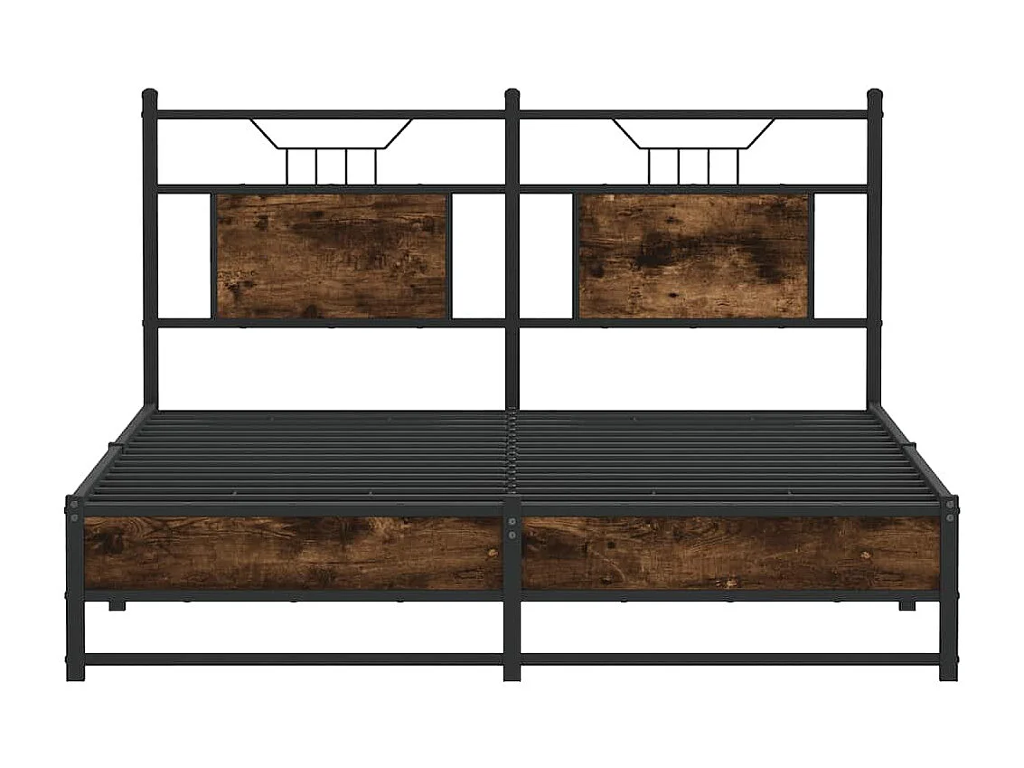 Estrutura de cama s/ colchão derivados madeira carvalho fumado