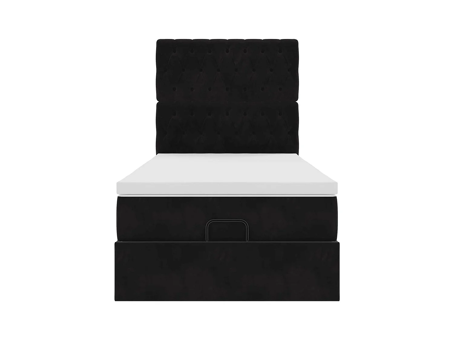 Ottoman-Bett mit Matratzen & LEDs Schwarz 100x200 cm Samt