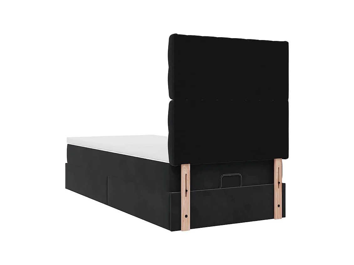 Ottoman-Bett mit Matratzen & LEDs Schwarz 100x200 cm Samt
