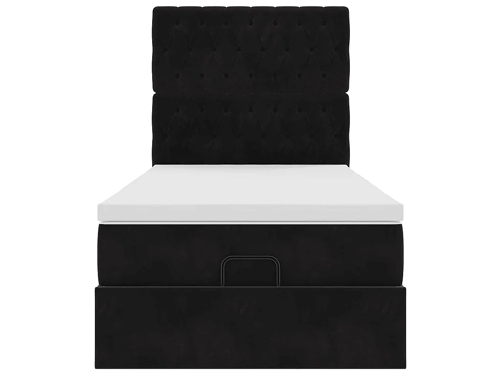 Cadre de lit ottoman avec matelas noir 100x200cm velours