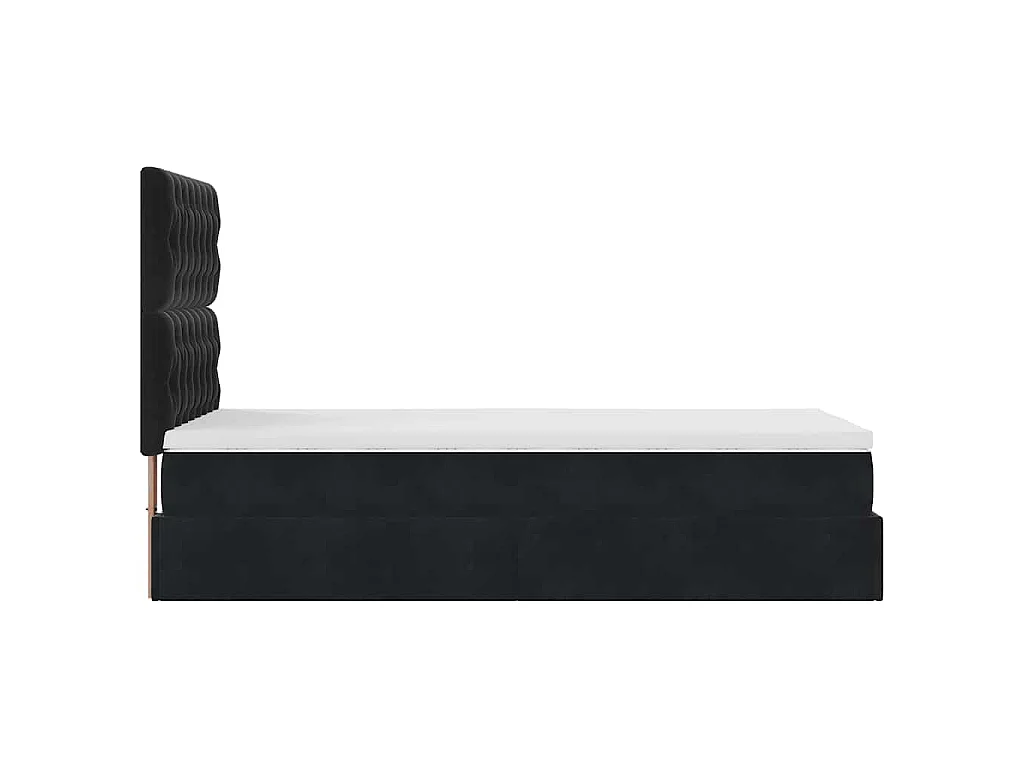 Cadre de lit ottoman avec matelas noir 100x200cm velours
