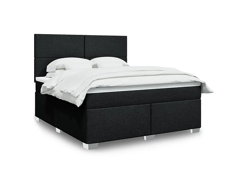 Boxspringbett mit Matratze Schwarz 180x200 cm Stoff