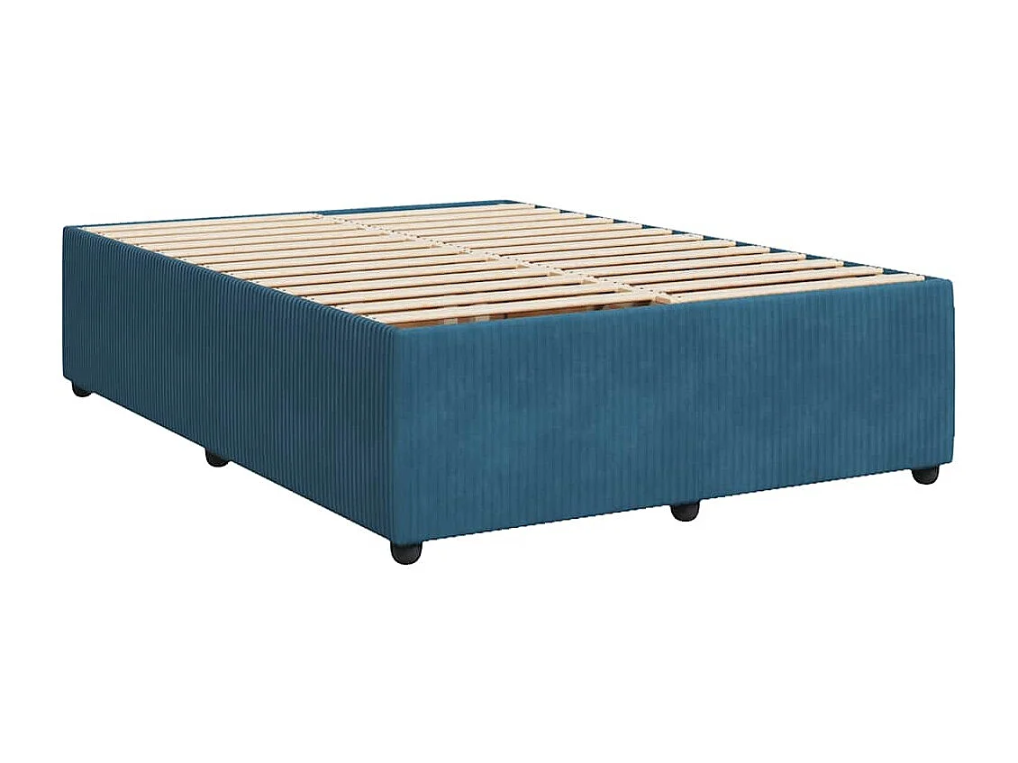 Boxspringbett mit Matratze Blau 140x190 cm Samt