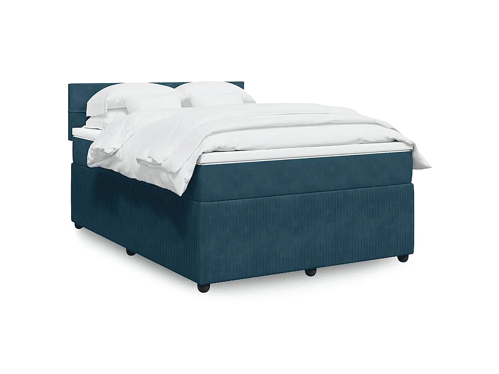 Boxspring met matras fluweel blauw 140x190 cm