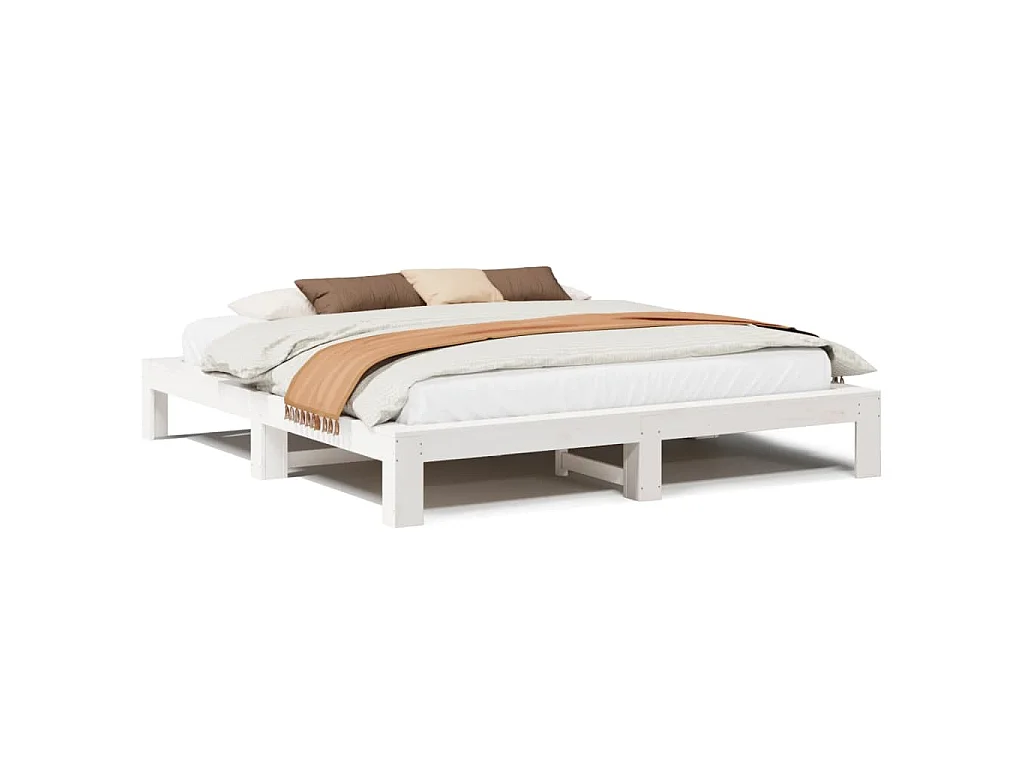 Bedframe zonder matras massief grenenhout wit 180x200 cm
