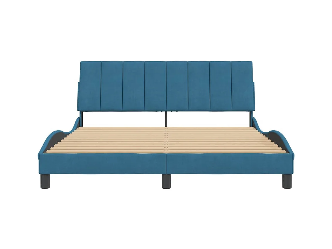 Cadre de lit sans matelas Hanko bleu 160x200 cm velours